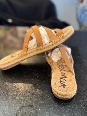 Sam Edelman Cognac Crisscross Espadrille Slide Sandals